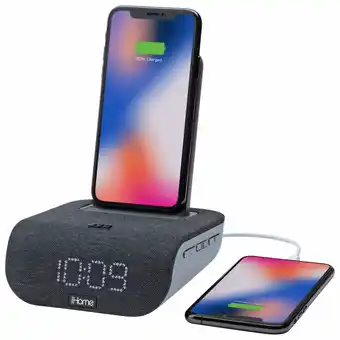 Best Buy iHome IBTW20BC Dual Charging Bluetooth Alarm Clock - Black offer