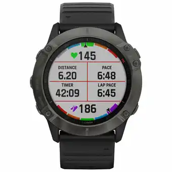 Best Buy Garmin fenix 6X Sapphire 51mm Multisport GPS Watch with Heart Rate Monitor - Carbon Grey/Black offer