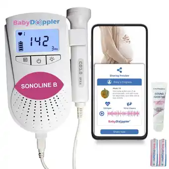 Best Buy Sonoline B Pink with 3MHz Doppler Probe - The Authentic Baby Heart Rate Monitor from Baby Doppler offer