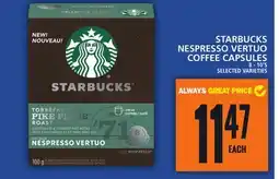 Food Basics STARBUCKS NESPRESSO VERTUO COFFEE CAPSULES offer
