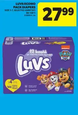 Real Canadian Superstore LUVS ECONO PACK DIAPERS, SIZE 3-7, 88-168'S offer