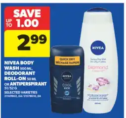 Real Canadian Superstore NIVEA BODY WASH, 500 ML, DEODORANT ROLL-ON, 50 ML OR ANTIPERSPIRANT, 51/52 G offer