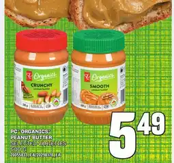 Loblaws PC ORGANICS PEANUT BUTTER, 500 G offer