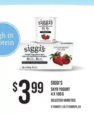 Loblaws SIGGI'S SKYR YOGURT, 4 X 100 G offer