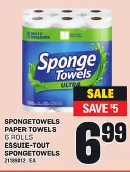 Independent Grocer SPONGETOWELS PAPER TOWELS, 6 ROLLS offer