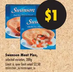 No Frills SWANSON MEAT PIES, 200g offer