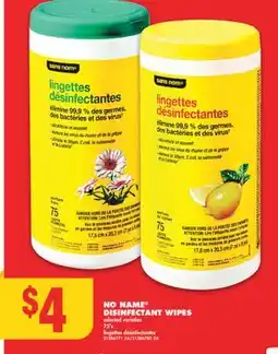 No Frills NO NAME DISINFECTANT WIPES, 75's offer