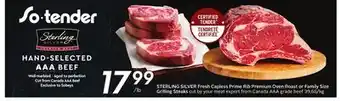 Sobeys Fresh Capless Prime Rib Premium Oven Roast or Family Size Grilling Steaks offer