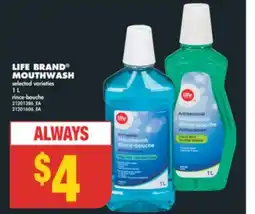 No Frills LIFE BRAND MOUTHWASH, 1 L offer