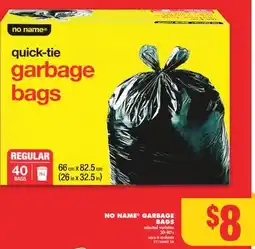 No Frills NO NAME GARBAGE BAGS, 30-40's offer