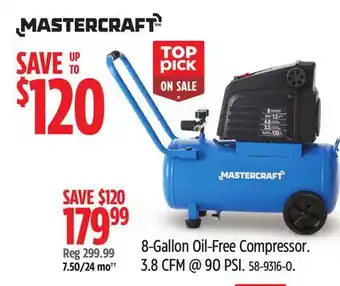 Canadian Tire Mastercraft 8-Gallon Oil-Free Compressor offer