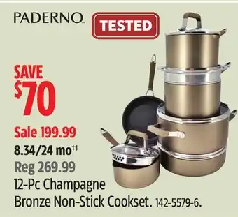 Canadian Tire PADERNO 12-Pc Champagne Bronze Non-Stick Cookset offer