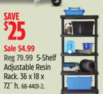 Canadian Tire Mastercraft 5-Shelf Adjustable Resin Rack offer