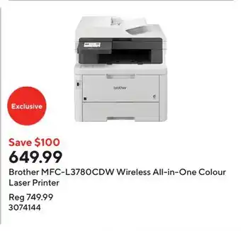 Staples Brother MFC-L3780CDW Wireless All-in-One Colour Laser Printer offer