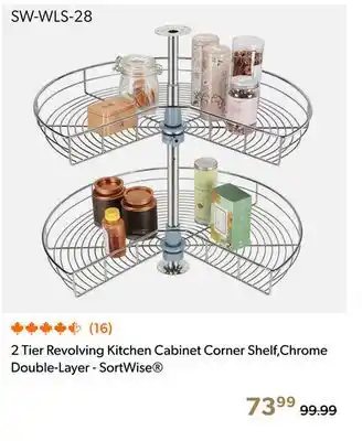 Shopper+ 2 Tier Revolving Kitchen Cabinet Corner Shelf,Chrome Double-Layer - SortWise offer