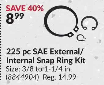 Princess Auto 225 pc SAE External/ Internal Snap Ring Kit offer