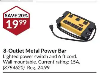 Princess Auto 8-Outlet Metal Power Bar offer