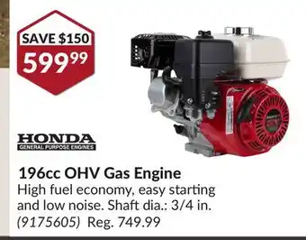 Princess Auto 196cc OHV Gas Engine offer