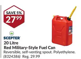 Princess Auto 20 Litre Red Military-Style Fuel Can offer