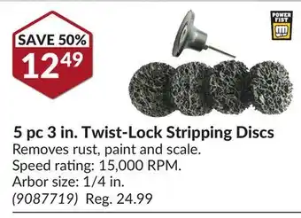 Princess Auto 5 pc 3 in. Twist-Lock Stripping Discs offer