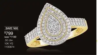 Charm Diamond 10K Yellow Gold 0.50CTW Diamond Fashion Ring offer