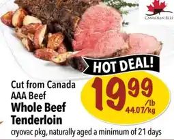 Farm Boy Cut from Canada AAA Beef Whole Beef Tenderloin offer