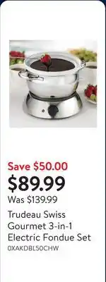 Walmart Trudeau Swiss Gourmet 3-in-1 Electric Fondue Set offer