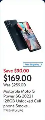 Walmart Motorola Moto G Power 5G 2023 I 128GB Unlocked Cell phone Smoke Black Open Box offer