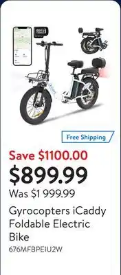 Walmart Gyrocopters iCaddy Foldable Electric Bike offer