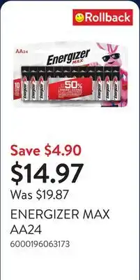 Walmart ENERGIZER MAX AA24 offer