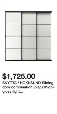 IKEA SKYTTA / HOKKSUND Sliding door combination, black/high-gloss light gray offer