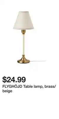 IKEA FLYGHÖJD Table lamp, brass/beige offer