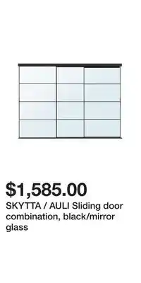 IKEA SKYTTA / AULI Sliding door combination, black/mirror glass offer