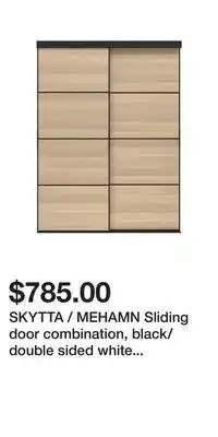 IKEA SKYTTA / MEHAMN Sliding door combination, black/double sided white stained oak effect offer