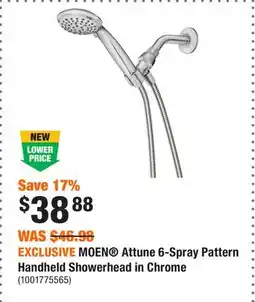 Home Depot EXCLUSIVE MOEN Attune 6-Spray Pattern Handheld Showerhead in Chrome offer