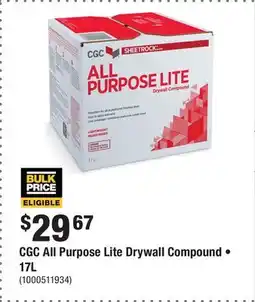 Home Depot CGC All Purpose Lite Drywall Compound • 17L offer