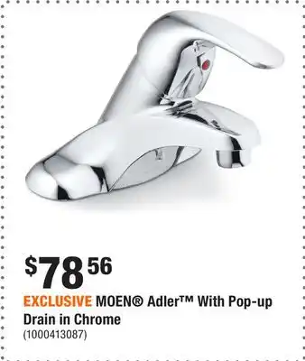 Home Depot EXCLUSIVE MOEN Adler With Pop-up Drain in Chrome offer