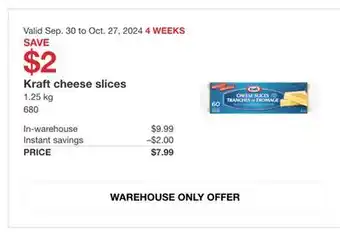 Costco Kraft cheese slices offer