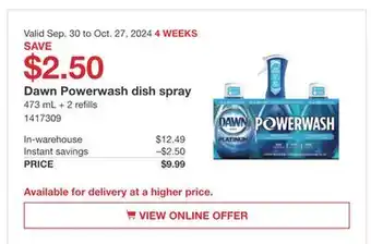 Costco Dawn Powerwash dish spray offer