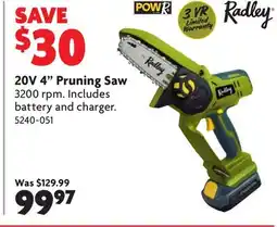 Home Hardware 20V 4 Pruning Saw offer