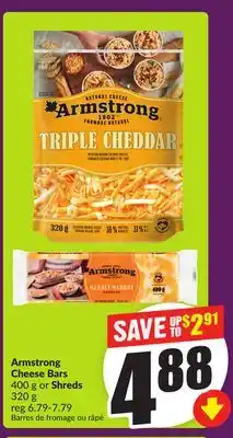 Chalo FreshCo Armstrong Cheese Bars 400 g or Shreds 320 g offer