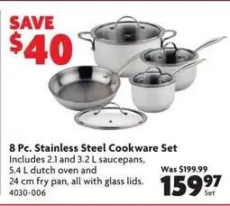 Home Hardware 8 Pc. Stainless Steel Cookware Set offer