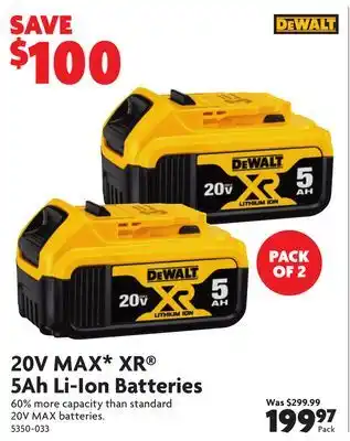 Home Hardware 20V MAX* XR 5Ah Li-Ion Batteries offer