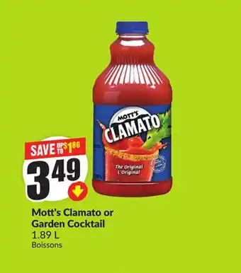 FreshCo Mott's Clamato or Garden Cocktail 1.89 L offer