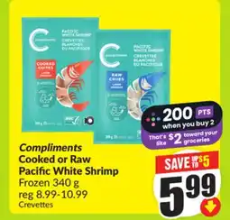 FreshCo Compliments Cooked or Raw Pacific White Shrimp Frozen 340 g offer