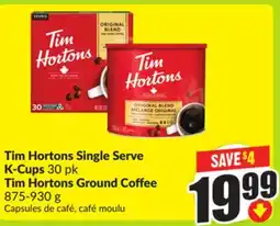 FreshCo Tim Hortons Single Serve K-Cups 30 pk Tim Hortons Ground Coffee 875-930 g offer