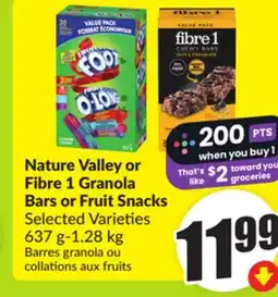 FreshCo Nature Valley or Fibre 1 Granola Bars or Fruit Snacks Selected Varieties 637 g-1.28 kg offer