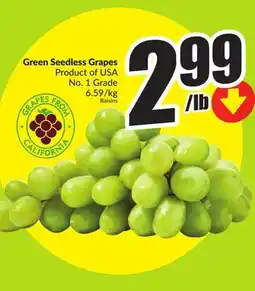 FreshCo Green Seedless Grapes Product of USA No. 1 Grade 6.59/kg offer