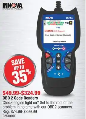 PartSource INNOVA OBD 2 Code Readers offer