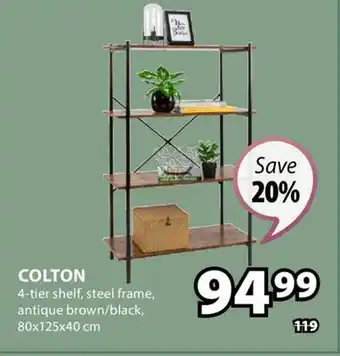 JYSK COLTON 4-tier shelf, steel frame, antique brown/black offer